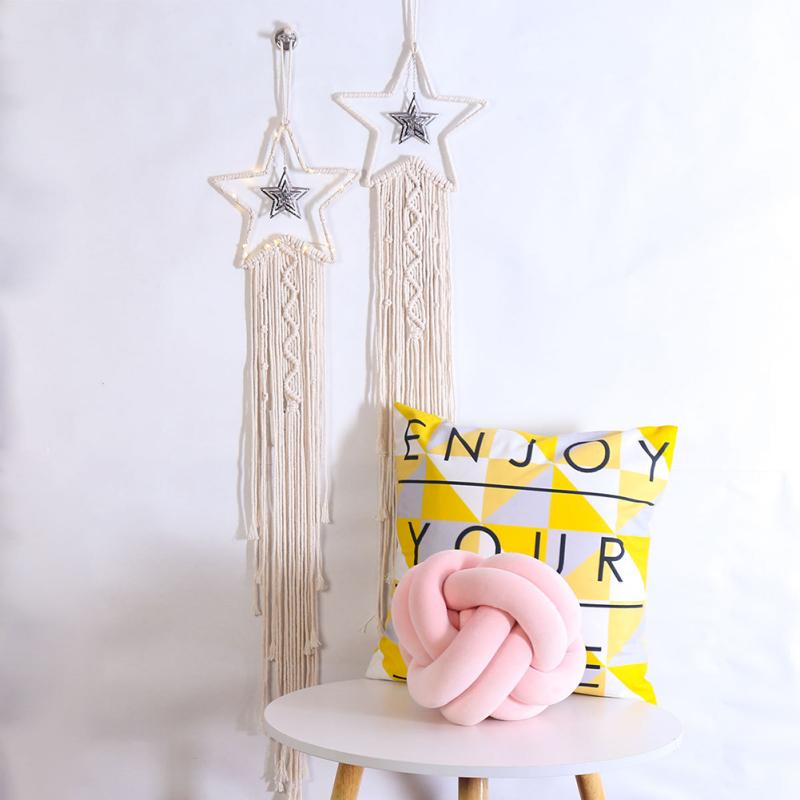 Ловец снов Бохо Луна Звезда Ручной работы Настенный декор Плетеный ловец снов со светом для спальни