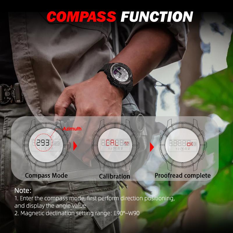NORTH EDGE NEW THARSIS Multi Functional Men's Watch Altimeter Barometer Compass Luminous Display 50M Waterproof Watch for Man