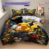 3pc Pikachu StainedGlass Bedding Set Guest Room Bedroom Decor Christmas Halloween Decor Birthday and Holiday Gifts- All Seasons 3pcs Quilt 053