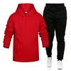 2024 Autumn Winter Tracksuit Men Solid Hooded Sweatshirt 2 Piece Sets Mens Outfits Suit Men Fleece Sport Hoodie Sweatpants Two Piece Sets