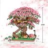 3D Mini Sakura Tree Building Blocks Toys, Diy Cherry Blossom Bricks Tree House Model, Ornament Model, Brick Games, Kids Gift