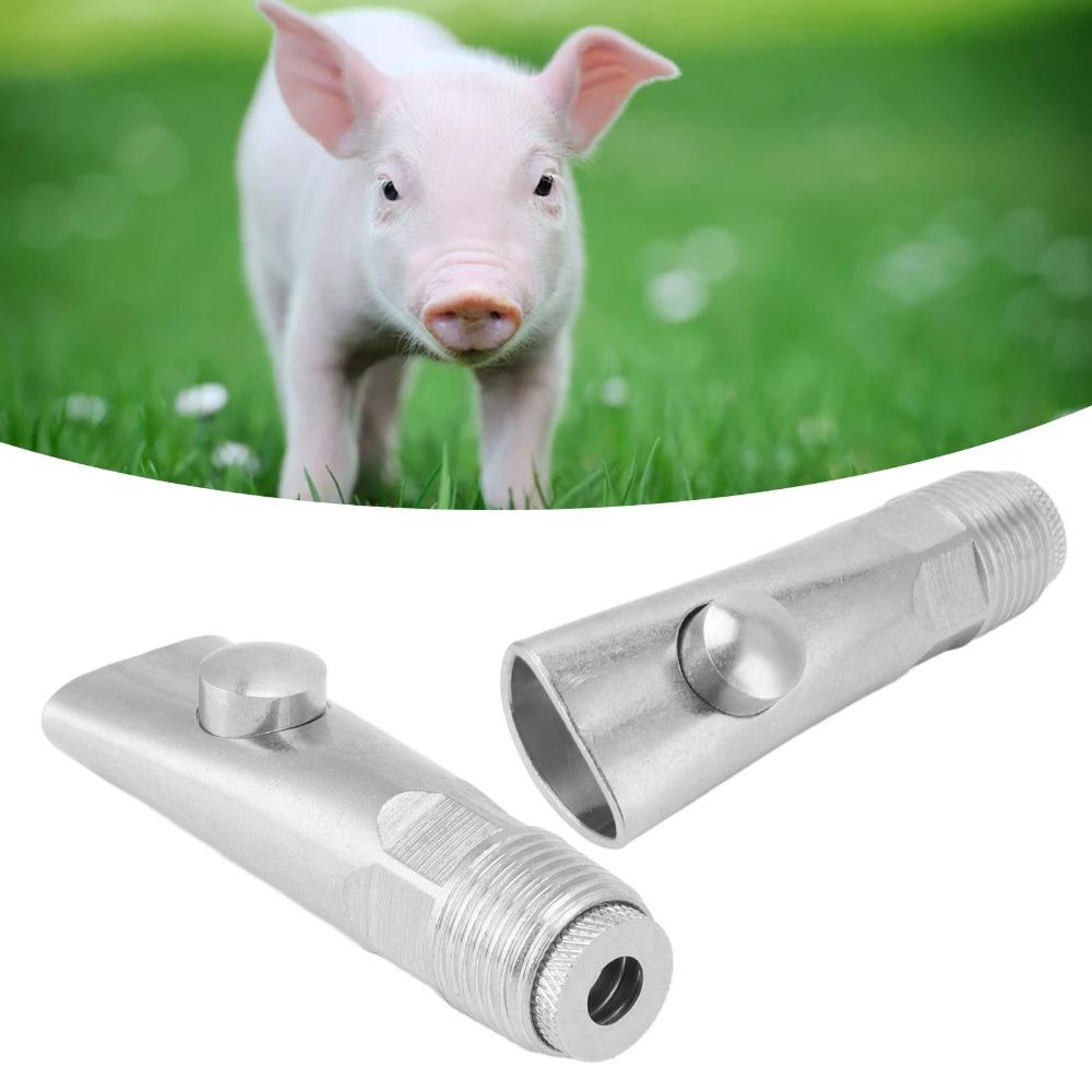 2 Pcs Silver Pig Water Nipple Thickened Stainless Steel Pig Drinker Pig Feeder Nipple For Sheep