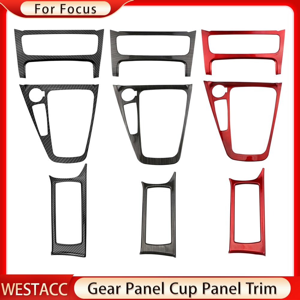 3Pcs Car Gear Shift Panel Cover for Ford Focus 3 MK3 2015 - 2018 AC Button Control Panel Trim Water Cup Sticker