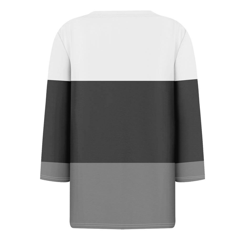 Женская модная и повседневная футболка с V-образным вырезом и рукавом 3/4, базовый топ с V-образным вырезом, обычный топ