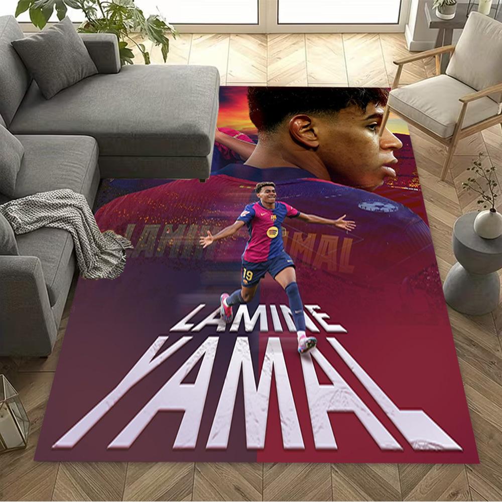 Lamine Yamal's Barcelona Player Action Floor Mat Design for Balcony Dormitory Game Room Foyer Anti-slip Rug Anime Office Decor Spiritual Gift