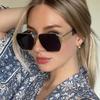 Retro Style Pilot Frame Fashionable Women's Sunglasses New Simple and Elegant Suitable for Shopping Daily Vacation Accessories