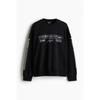 H M Oversized Fit Print sweatsHirt Black preMio