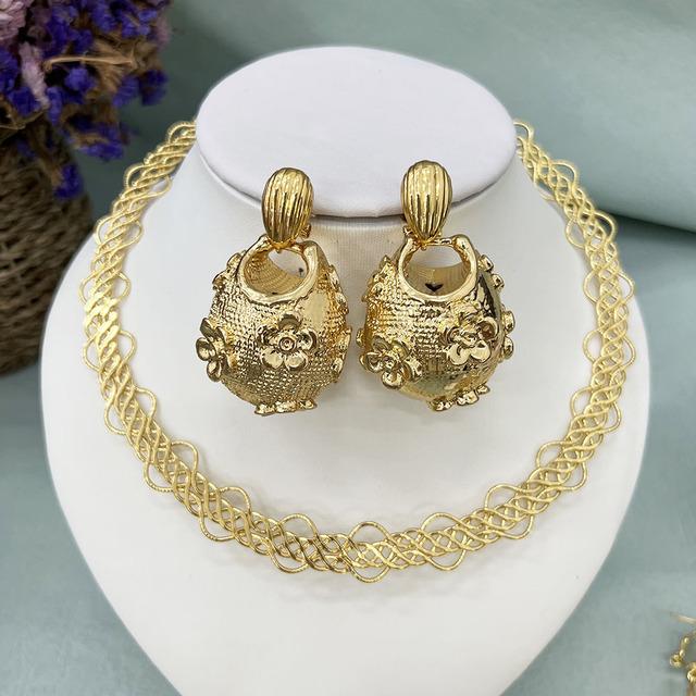 Круглый комплект украшений для женщин, круглые серьги, большое ожерелье, дубайский золотой цвет, воротник, женские элегантные эфиопские украшения для вечеринки