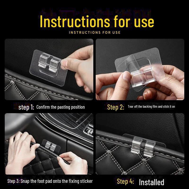 Нескользящие автомобильные зажимы для ковриков без перфорации – невидимые, не оставляющие следов, съемные фиксирующие наклейки