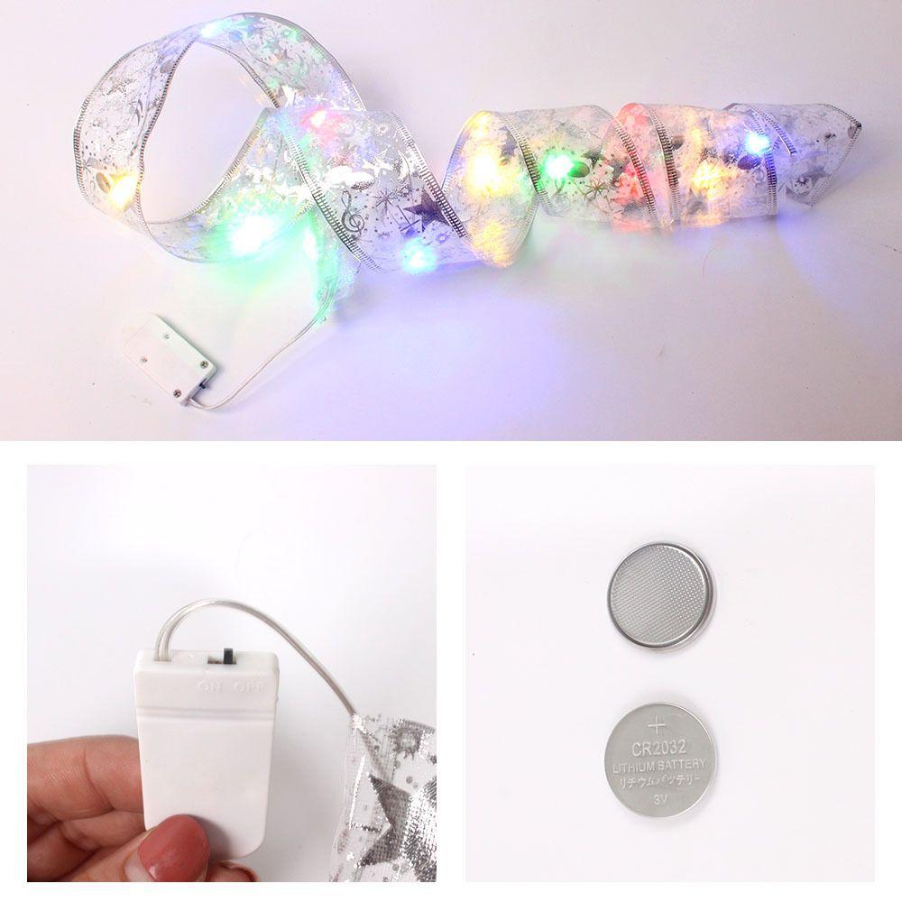 LED Lights Christmas Ribbon Christmas Tree Decorations Ribbon Bows Lights Xmas Tree Ornaments