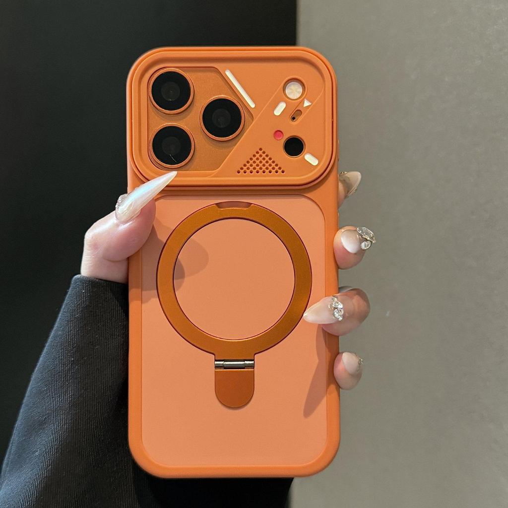 Совместимый магнитный складной чехол-подставка для Apple iPhone 15/16/17 Pro Max - Защитный чехол в механическом стиле, с цветовым блоком