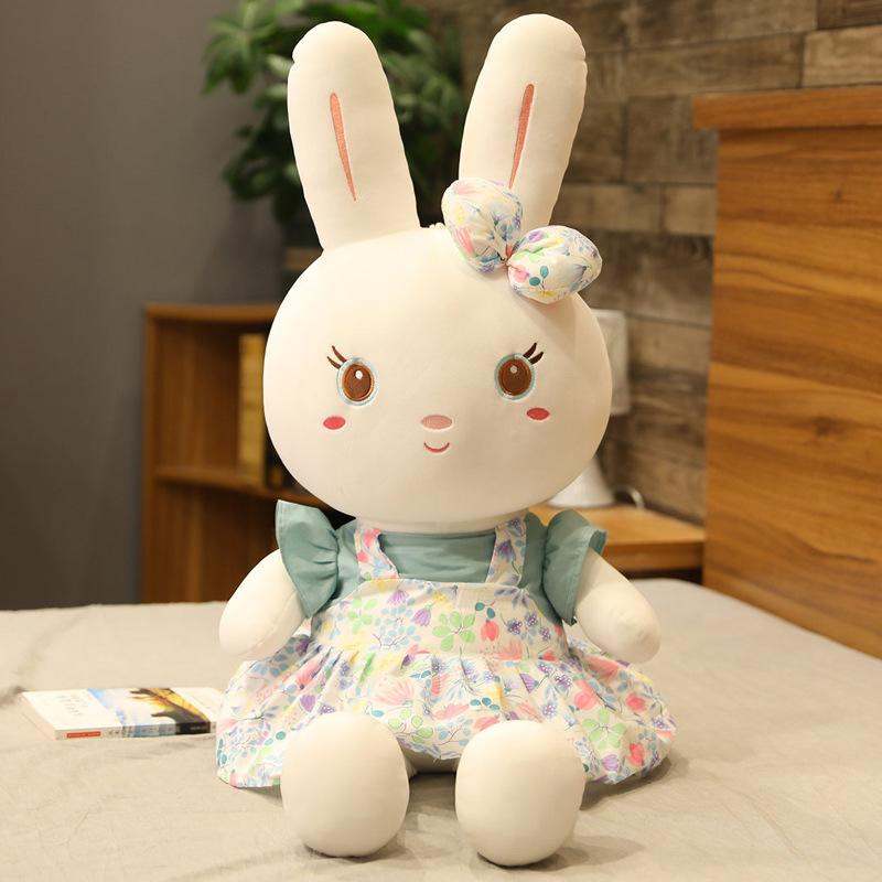 Милая кукла-кролик в цветочном платье, плюшевая игрушка, кукла-девочка, спящая и держащая тряпичная кукла большого размера, супер мягкая