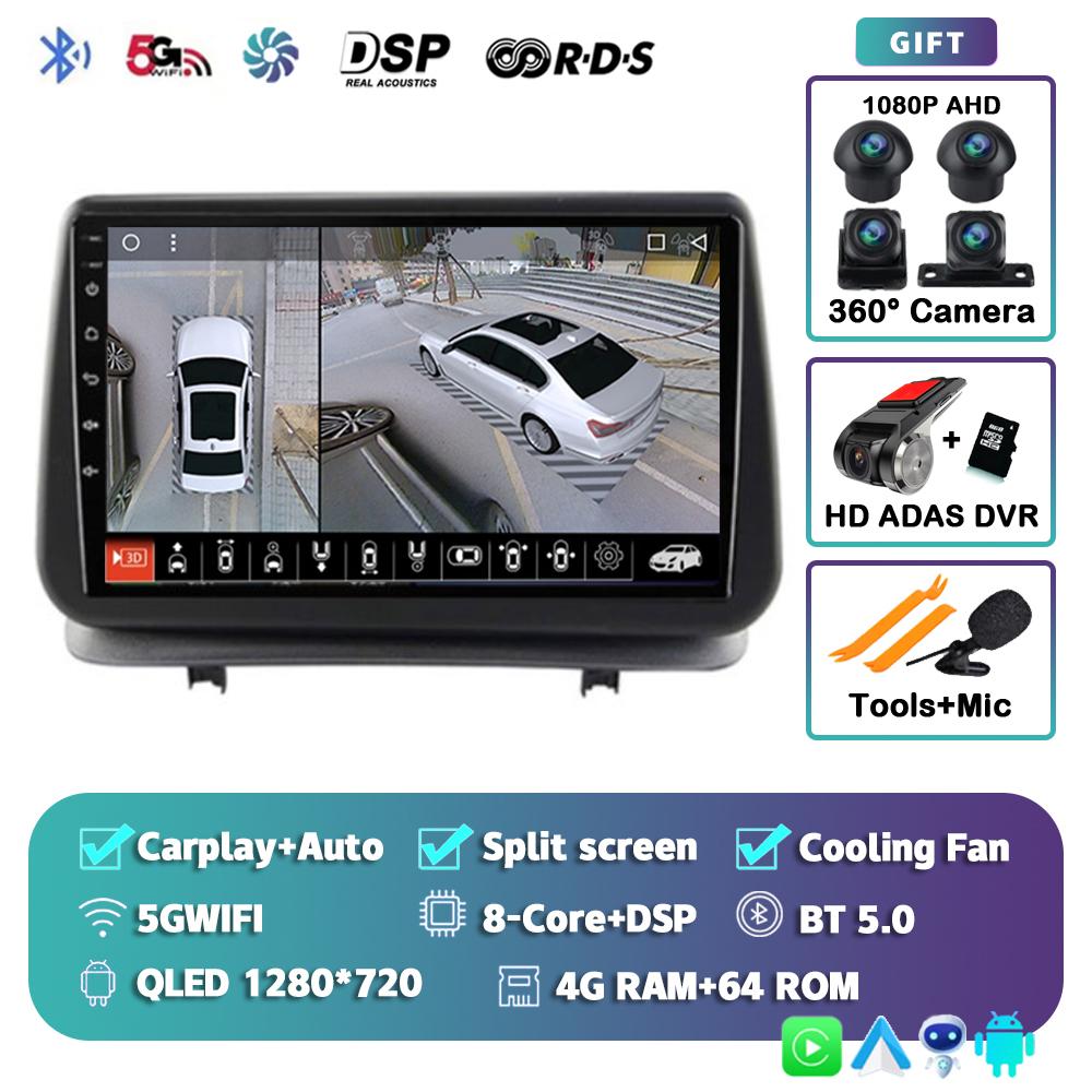 Android 14 Carplay Auto для Renault Clio 3 CLIO 3 2005 - 2014 Автомобильное радио Мультимедиа Навигация GPS Плеер Стерео WiFi+4G BT DSP