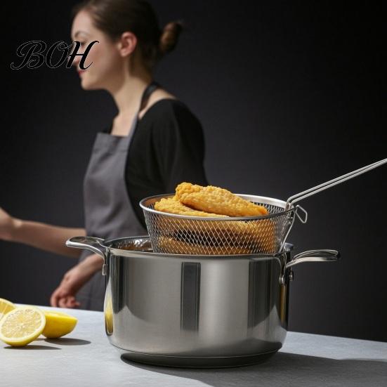 Multi Use Kitchen Frying Basket Stainless Steel Basket, with Handle, Heat Resistant Mesh Strainer, Durable Portable Deep Fryer Tool, for Chips