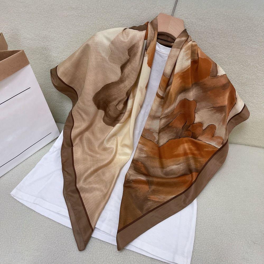 Sunscreen Shawl Large Square Headscarf 110cm Head Neck Scarf Elegant Women Silk Scarf For Women