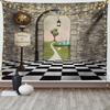 Старый двор, античный каменный дом, современный ретро настенный декор для гостиной, общежития, ретро уличный пейзаж, гобелен