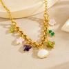 316L Stainless Steel Creative Multi-Color Flower Butterfly Star Shell Pendant Necklace Women Fresh Romantic Neck Chain