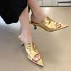 Мода Женские Туфли-Шлепанцы на Высоком Каблуке с Острым Носком Сексуальные Туфли-Шпильки Платье Элегантные Лодочки Модная Женская Обувь 2025 Лето Женские Zapatillas
