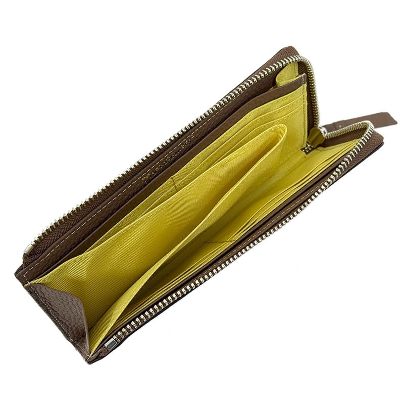 Тонкий L-образный длинный кошелек на молнии Monogram Purse 75-1822 Темно-коричневый
