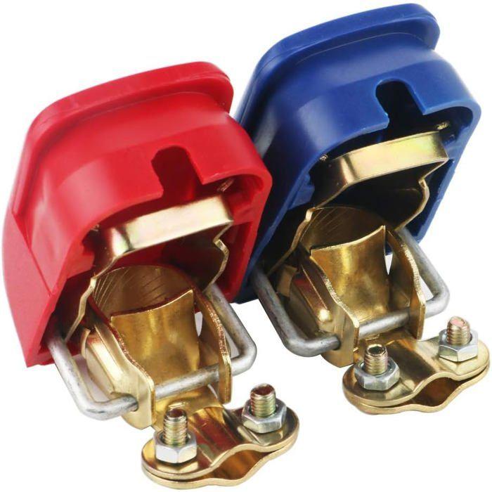 Cosses batterie - AIMOONSA - Lot de 2 - Libération rapide 12V - Ø+19mm/Ø-17mm - Rouge & Bleu