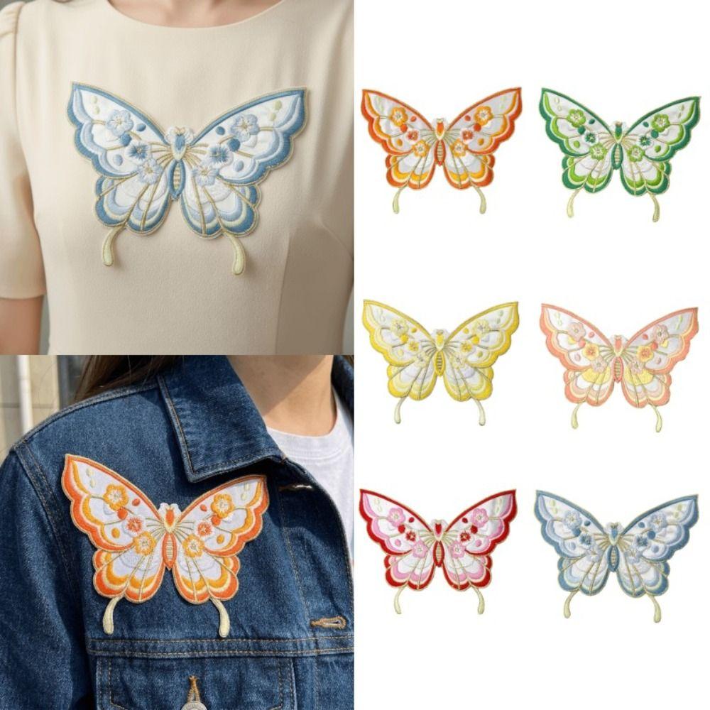 Fabric Iron On Patches DIY Bag Butterfly Fabric Applique Embroidery Butterfly Patch Clothing