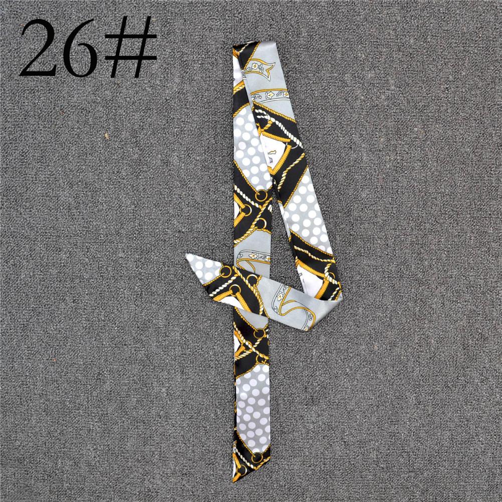 Fashion Color Printing Long Silk Scarf Women Ribbon Neckerchief Print 4cm Thin Narrow Scarves Bag Hair Band Ribbon Headscarve