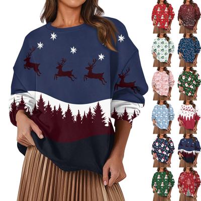 Женская модная повседневная свободная толстовка с круглым вырезом и длинным рукавом, однотонная