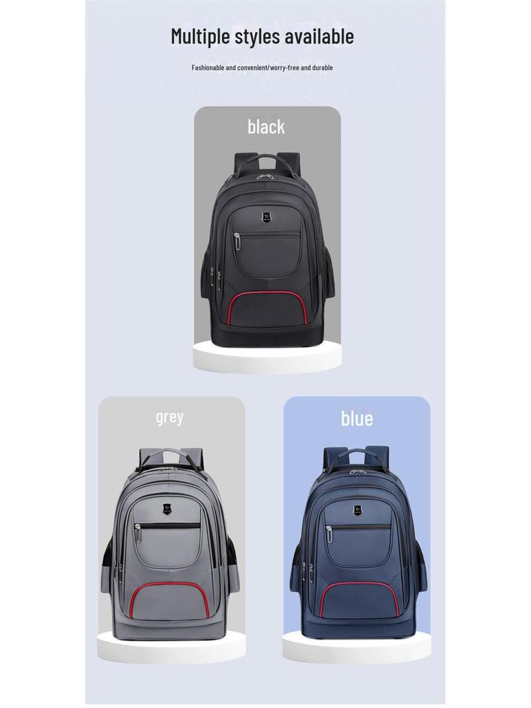 Стильная многофункциональная сумка на колесиках: Модный деловой рюкзак большой вместимости с универсальной цветовой гаммой для путешествий и компьютеров