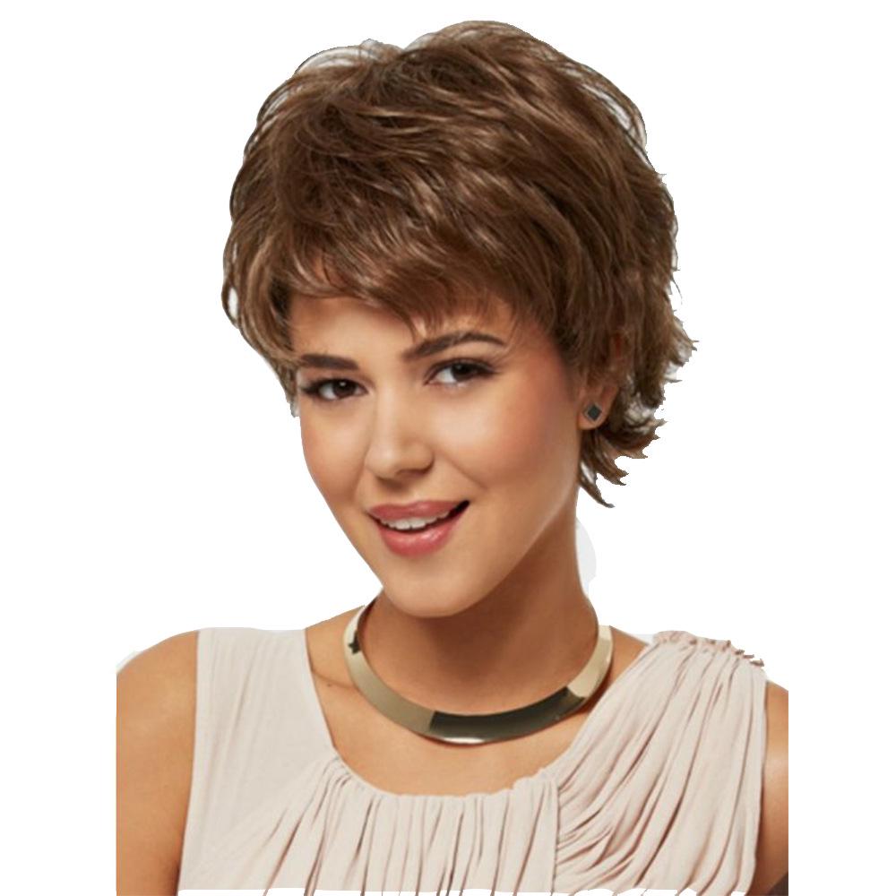 European and American Style Women's Fashion Daily Use Natural Looking Fluffy Short Straight Brown Wig