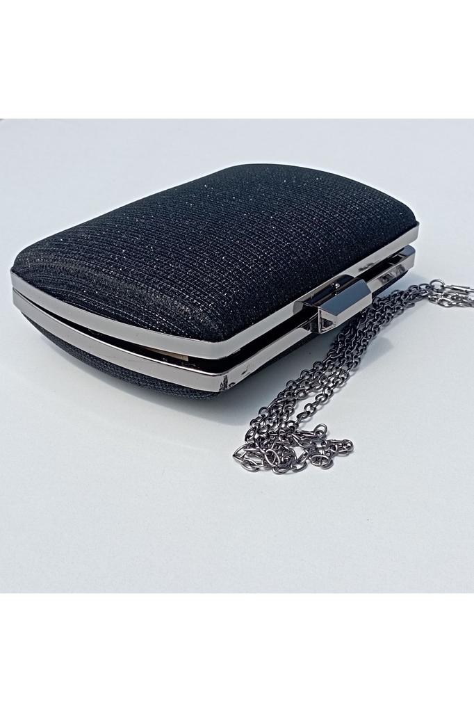 Women's Stylish and Useful Evening Dress Bag Silvery Evening Bag Black Evening Bag Black Silvery Evening Bag Çupra Clutch Black Evening Bag