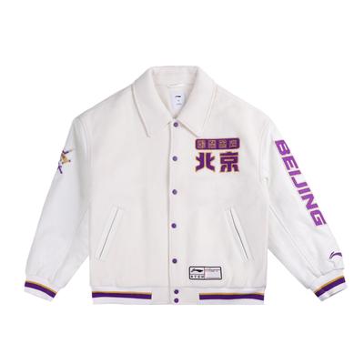 Баскетбольная куртка Li Ning CBA Series Professional, однобортная, повседневная, с американским логотипом, утолщенным отложным воротником, контрастным принтом букв, AJMU239-1