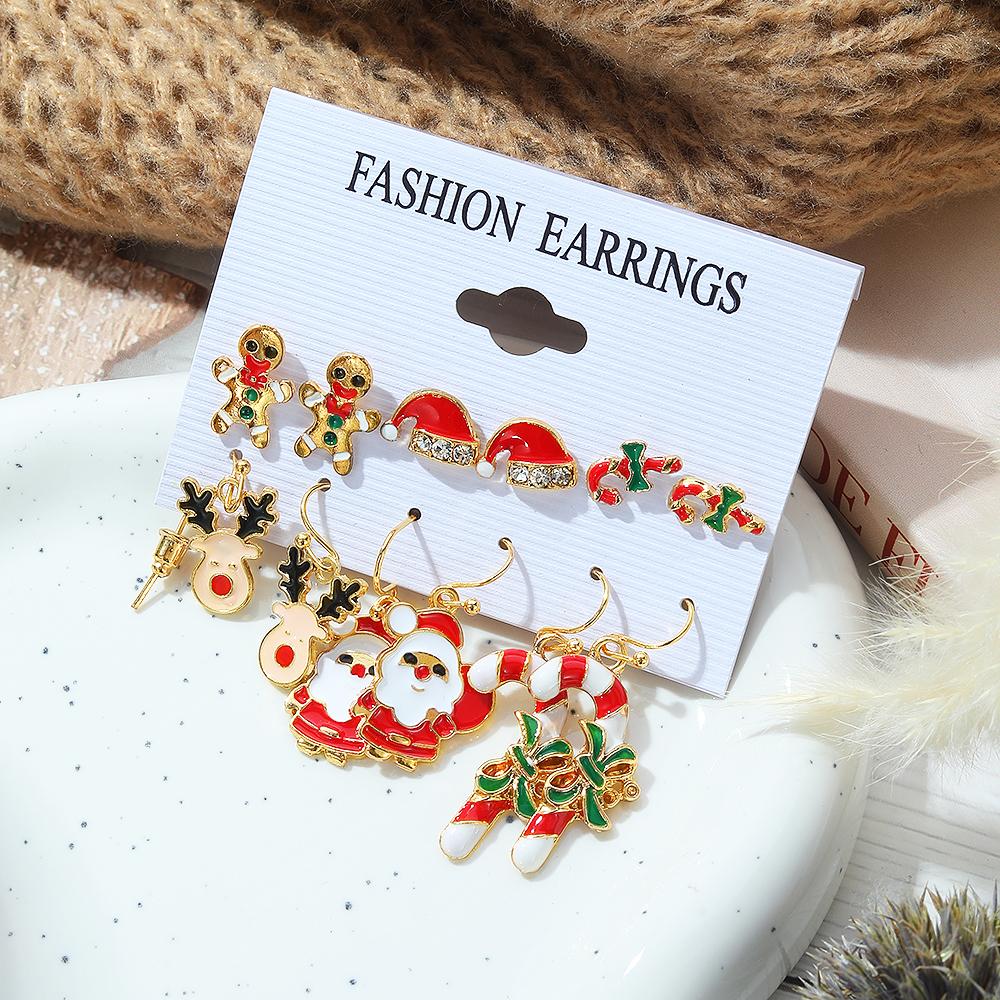 2022 Новый элегантный модный комплект серег в рождественской шапке со снеговиком для девочек, 12 пар сережек-гвоздиков в виде лося, серьги-гвоздики Санта-Клауса, изысканные рождественские серьги-гвоздики