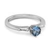 London Blue Topaz Three Stone Ring - 925 Sterling Silver
