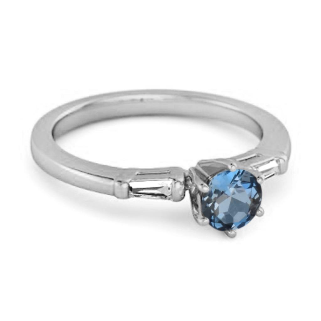 London Blue Topaz Three Stone Ring - 925 Sterling Silver