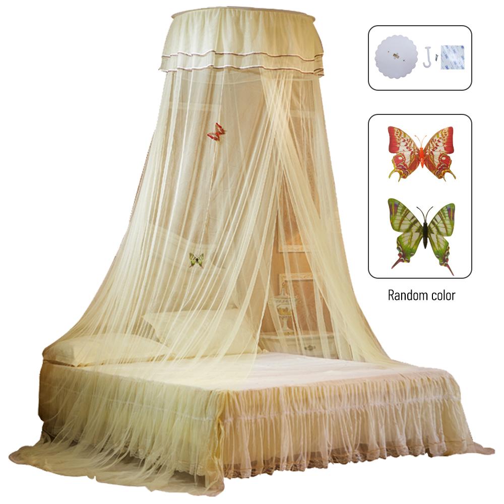 Универсальная купольная кровать с балдахином, одинарный вход, мелкая сетка, кружевная занавеска для спальни в стиле принцессы