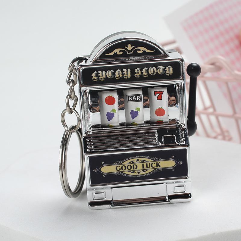 Fruit Slot Machine Keychain Dollhouse Lucky Charm Jackpot Keychains Mini Pendant Bag Charm Novelty Gifts for Adults Home Decor