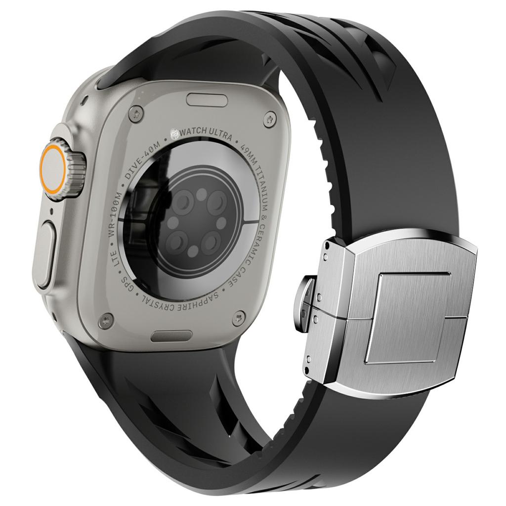 Силиконовый ремешок для Apple Watch Series 10 46мм/Ultra 2 Ultra 49мм/9 8 7 45мм/SE (2023) SE (2022) SE 6 5 4 44мм/3 2 1 42мм ремешок на запястье с застежкой-бабочкой