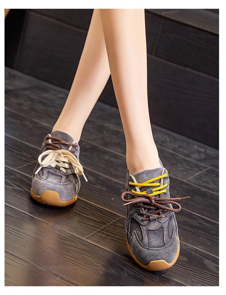 Осенняя новая обувь для женщин из натуральной кожи, повседневная спортивная обувь для девочек, плоская обувь для скейтбординга, модные удобные кроссовки на шнуровке