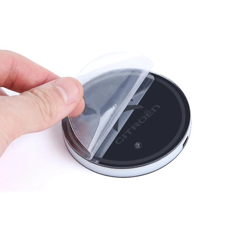 YJTHM1 2Pcs LED Car Luminous Color Changing Cup Holder Coaster For Citroen C4 C3 C5 C1 C2 C6 C4L DS3 DS4 Berlingo Picasso Saxo Jumper