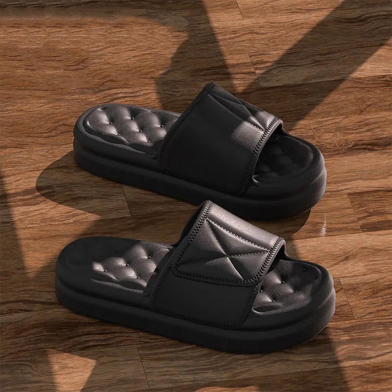 Женские тапочки из ЭВА с круглым носком и открытым носком, лето 2023, нескользящая удобная пляжная обувь, модельерская домашняя обувь на платформе для ванной комнаты