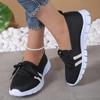 Fashion Mesh Knitted Striped Flats Shoes for Women 2024 Summer Lace Up Casual Sneakers Woman Breathable Soft Sole Loafers Plus Size 43