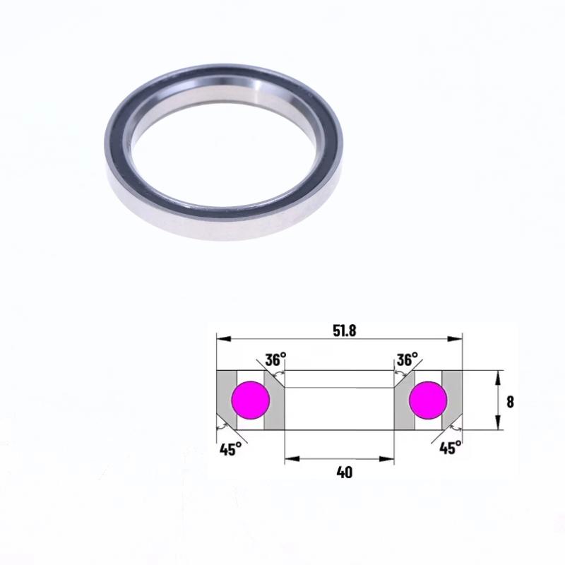 Подшипник рулевой колонки Acb518K 40*51.8*8 36°/45° для велосипедных рулевых систем Mh-P28K, K518Kh8, Mr127, Mr110, Th-073