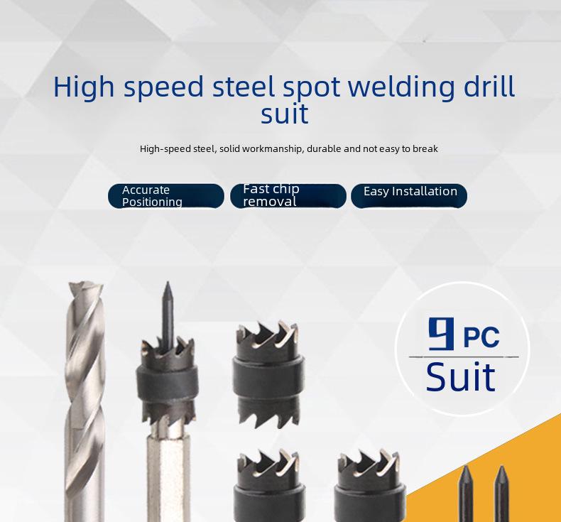 Набор из 13 сверл из быстрорежущей стали для удаления точечной сварки с шестигранной ручкой