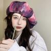 Tie Dye Harajuku Японская градиентная сетка Осень-зима Восьмиугольная шляпа Модная шерстяная шляпа художника газетчика Негабаритный берет в форме облака Клубный стиль