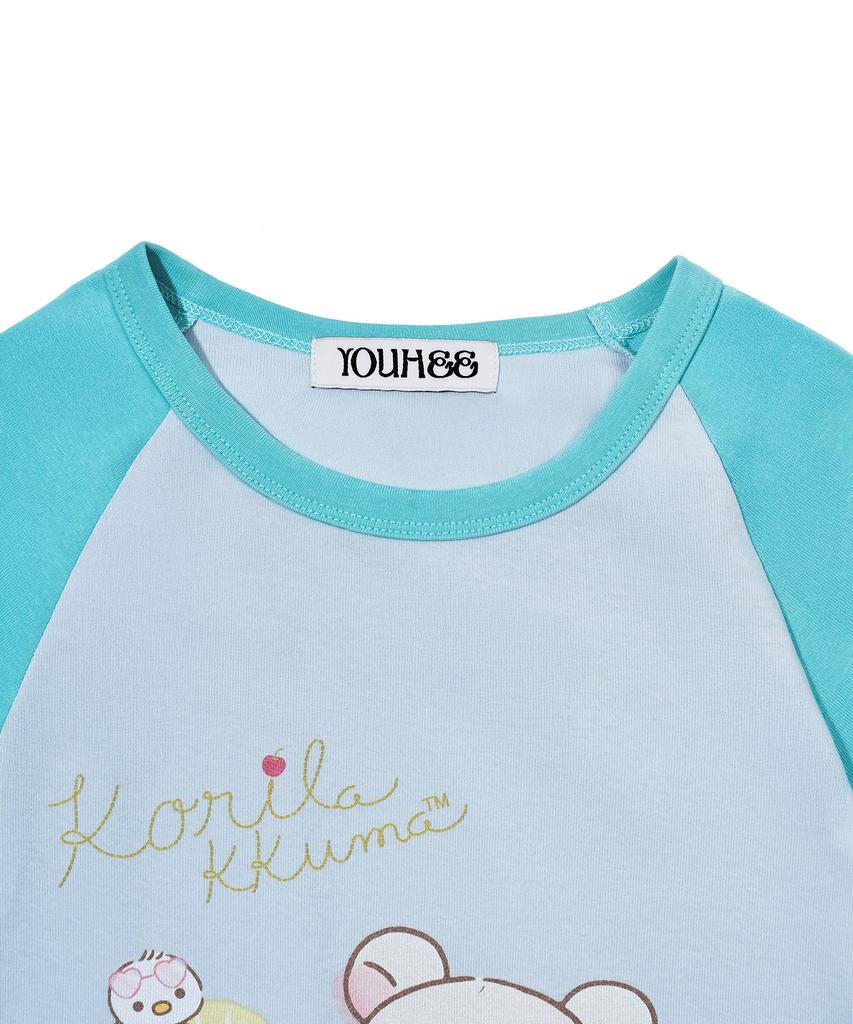 YOUHEE [Korilakkuma] Raglan T-Shirts Blue