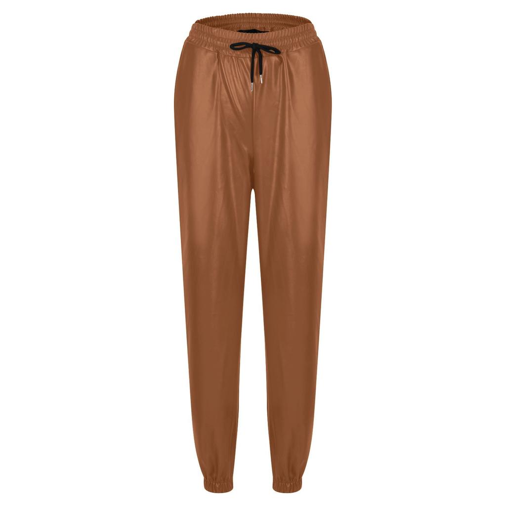 Женские повседневные брюки Harlan Ninth из твердой кожи с тонким шнурком и высокой талией