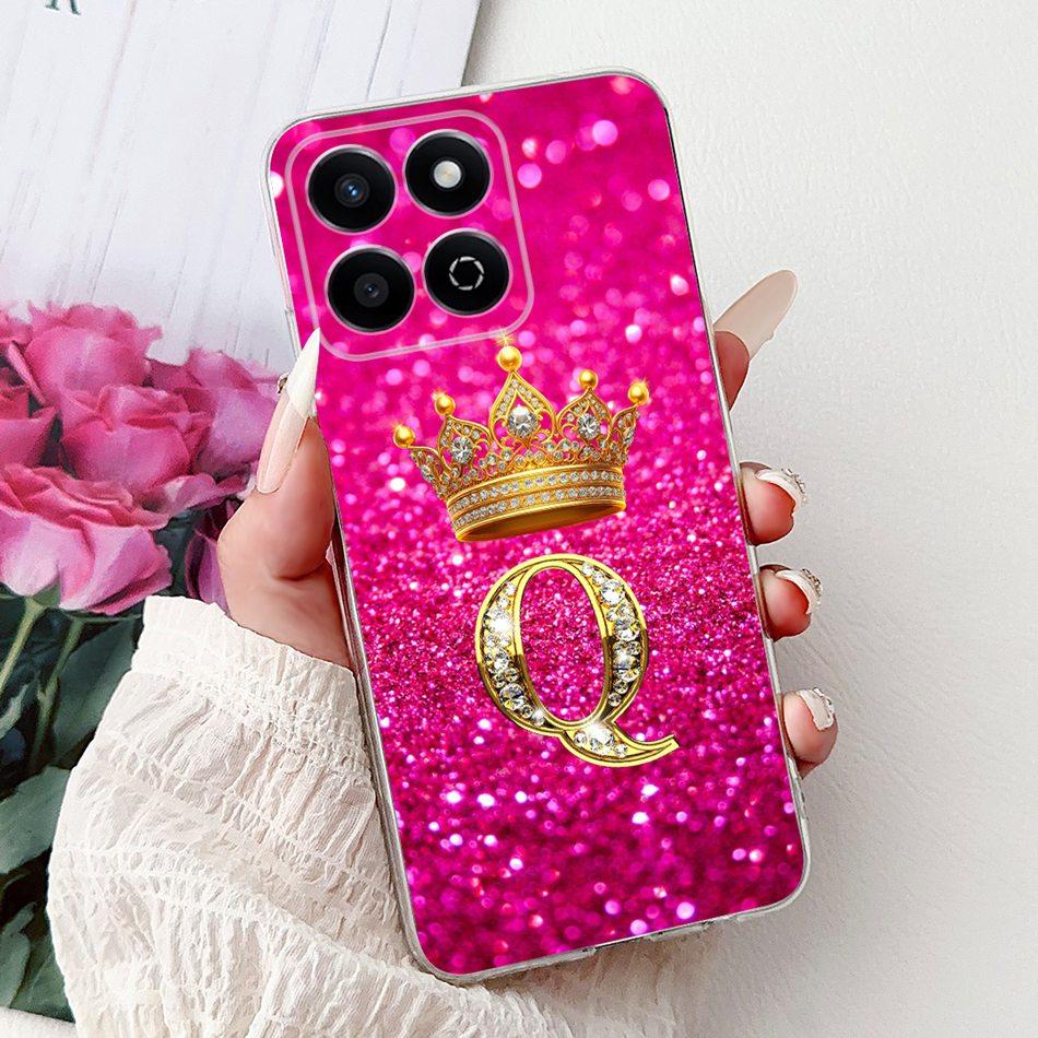 Модный Чехол-Корона с Буквой для Honor X7c Для HonorX7c X 7C 4G Мягкий Силиконовый TPU Чехлы