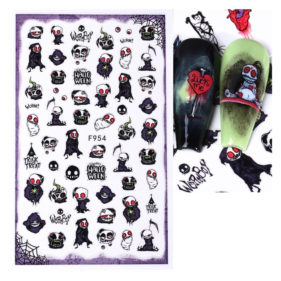 Nail Sticker 3D Liner Dark Butterfly Skull Flower Transfer Beautiful Decals Decoration Nail Art Accessories DIY Design