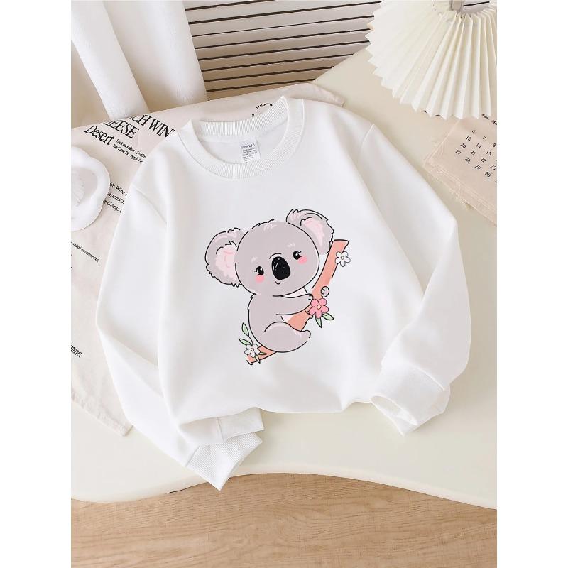 European sizes Kids' Crewneck Sweatshirt - Cute Koala On Branch with Flowers , Sportswear And Casual Wear, Soft And Comfortable, Children's Clothing