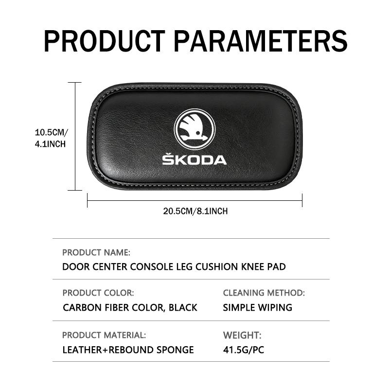 SSOE5 For Skoda Car Interior Leg Knee Rest Pads Leather Cushion Rapid Octavia Derivative Enyaq-iV VisionS Yeti Scala